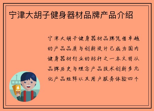 宁津大胡子健身器材品牌产品介绍